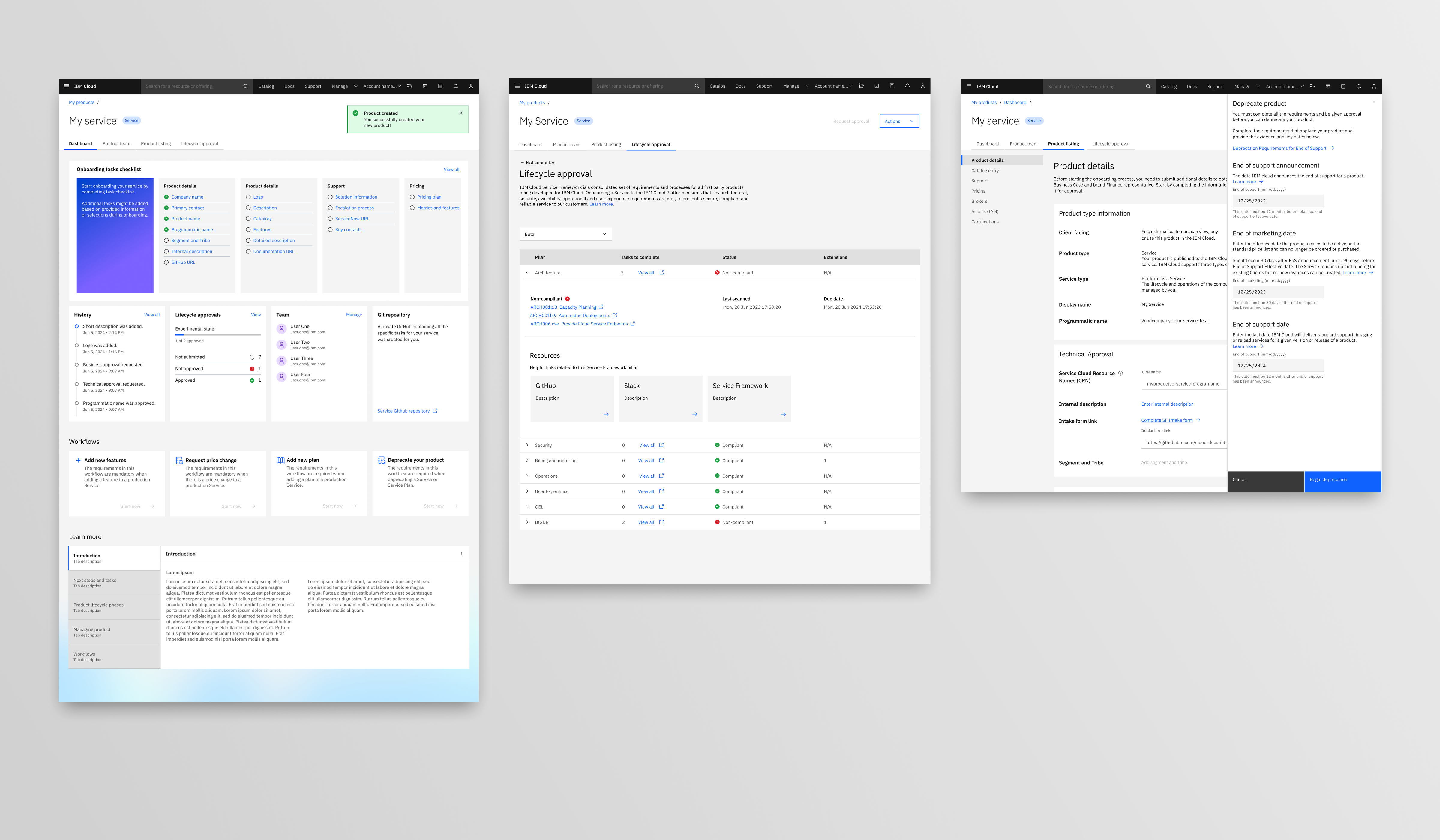Screens from consolidated cloud onboarding experience