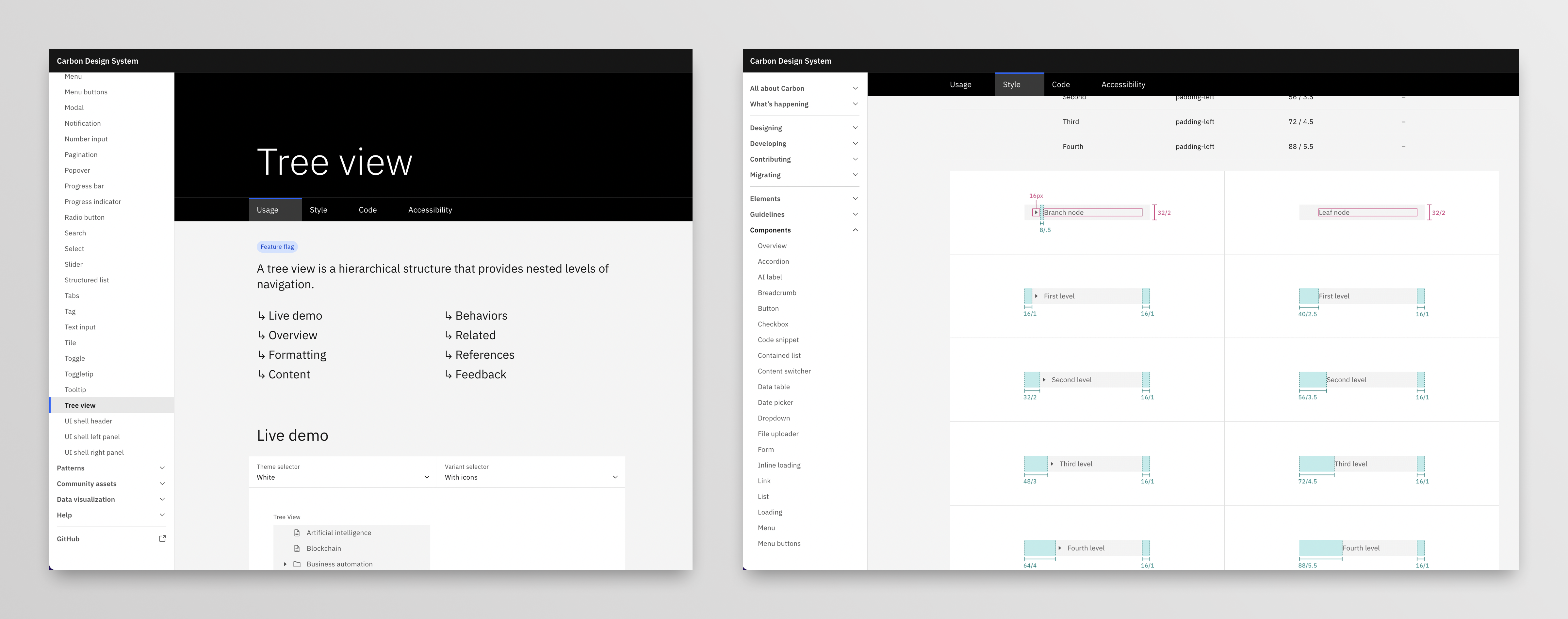 Tree View usage documentation
